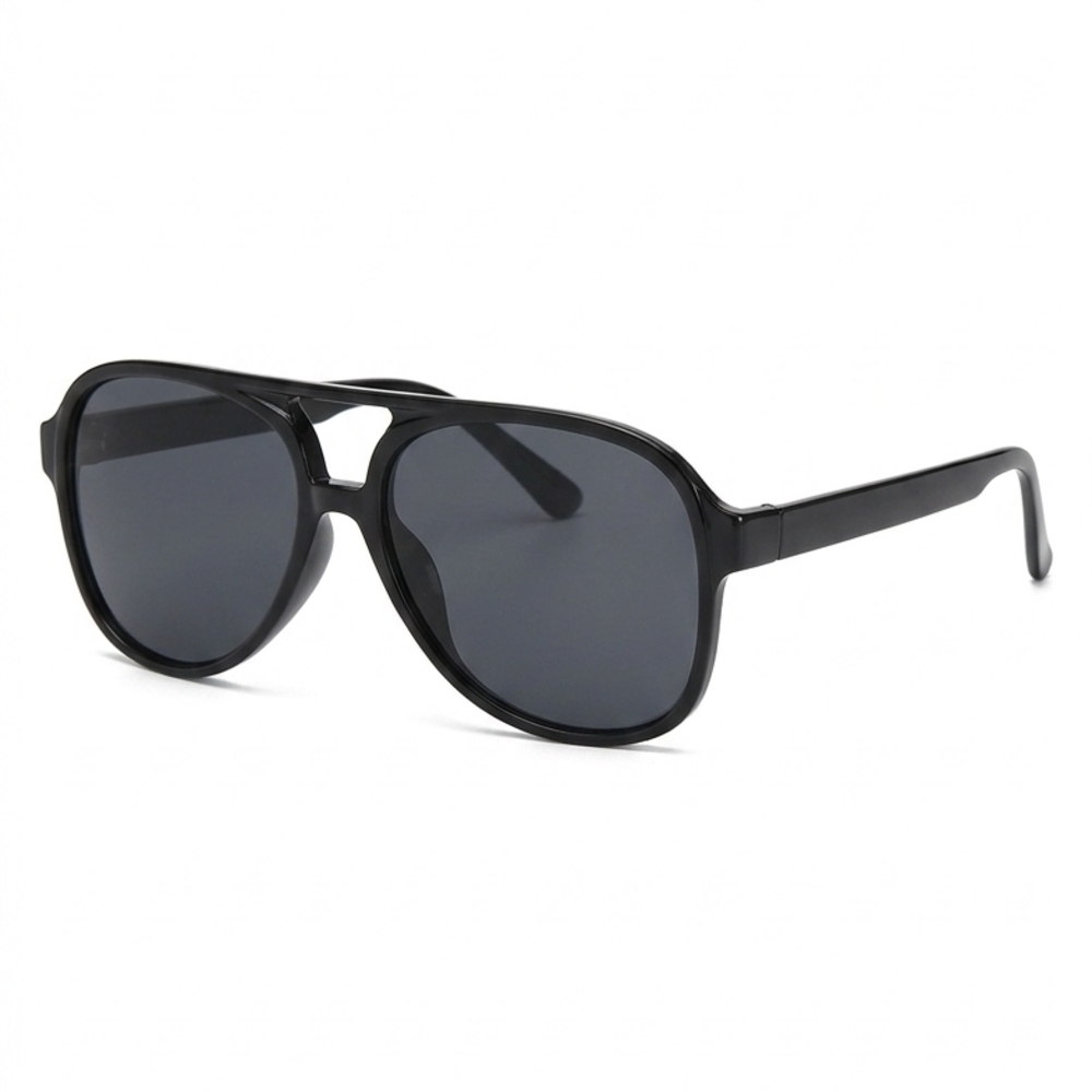 Classic Black On Black Aviator Sunglasses | Oversized Retro Navigator Frames